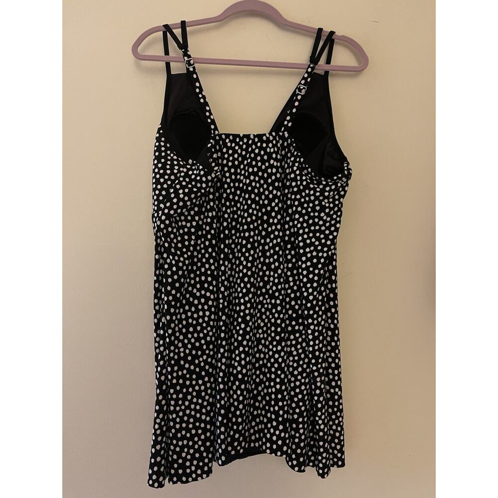 Trimshaper Tracey Black White Dots Funfetti Slimming Swim Dress NWT 22W - Picture 8 of 9
